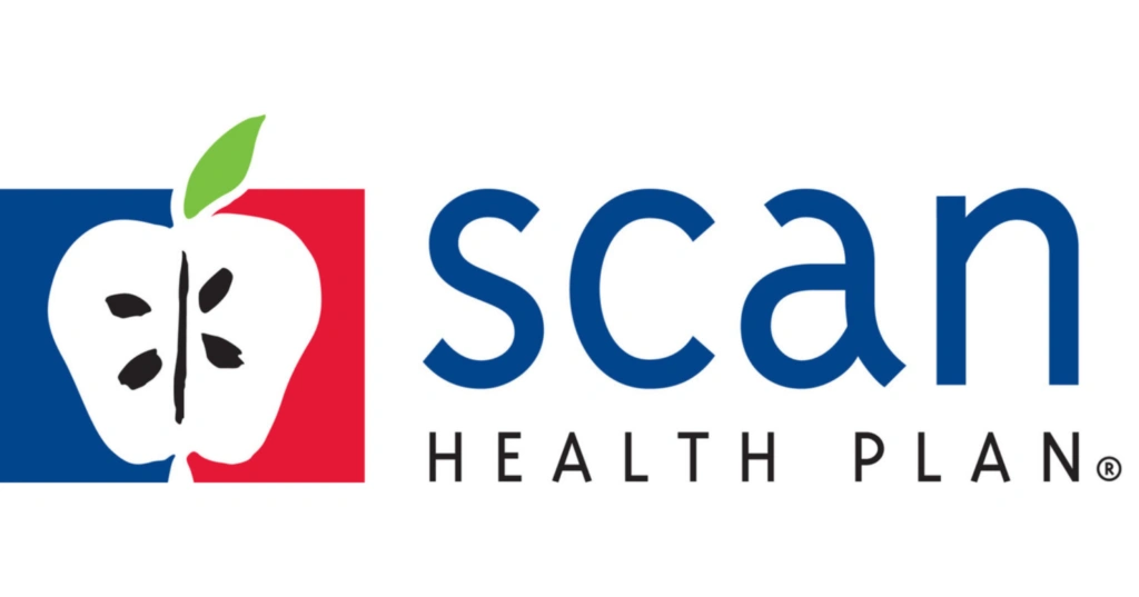 SCAN Health Plan logo featuring a stylized apple with seeds and the text 'scan HEALTH PLAN'