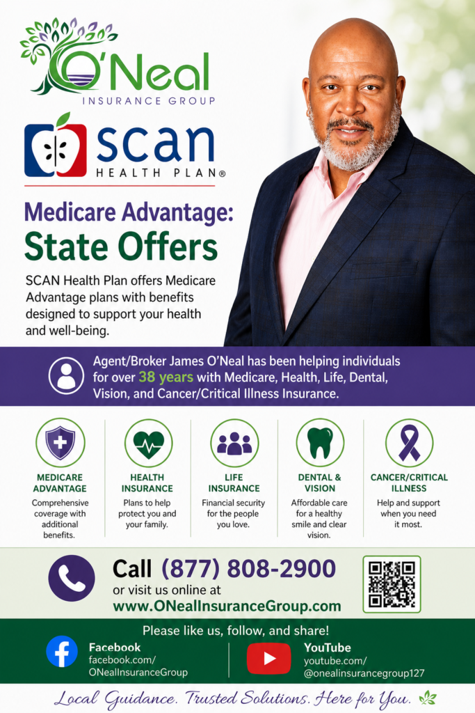 SCAN Medicare Health Plan James O'Neal Las Vegas, Agent Broker Types HMO, and PPO Coverage Options Free Agent Broker Enrollment Help Arizona, California, Nevada, New Mexico, Washington, and Texas